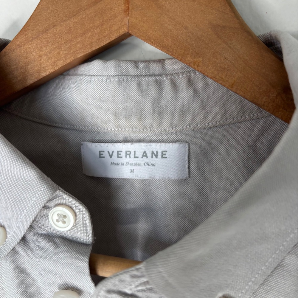 Everlane Gray Cotton Long Sleeve Button Down Oxford Work Shirt Size Medium - Picture 6 of 6